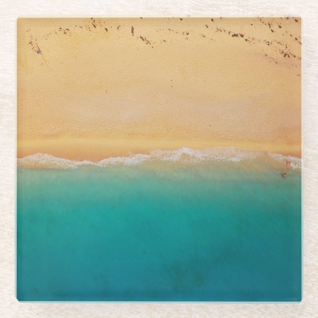 Posavasos De Vidrio Línea de la playa desde arriba (Anverso)