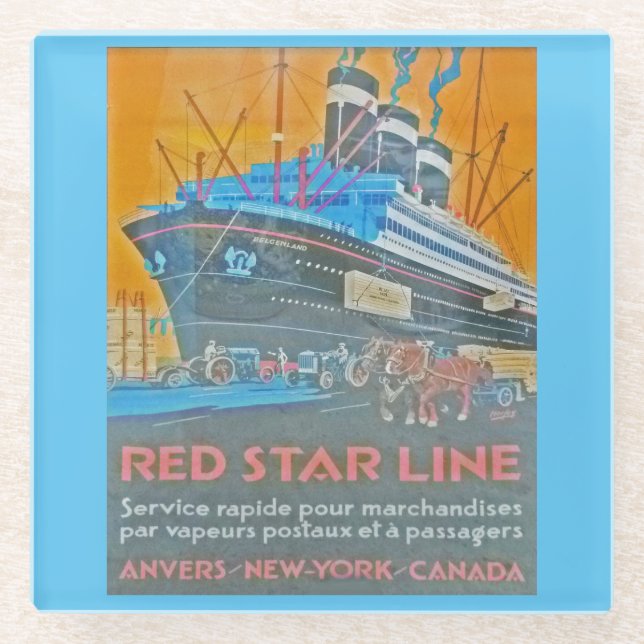 Posavasos De Vidrio Línea Estrella Roja Vintage (Anverso)