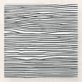 Posavasos De Vidrio Líneas horizontales abstractas_negro