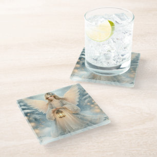 Posavasos De Vidrio Linterna angelical celestial de invierno de gracia
