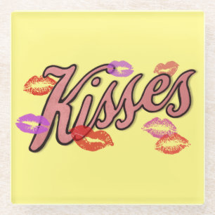 POSAVASOS DE VIDRIO LIP KISSES