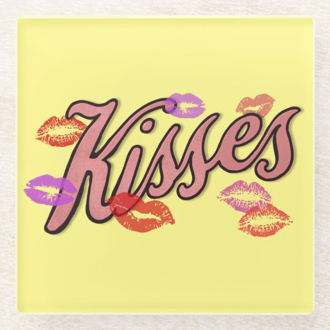 POSAVASOS DE VIDRIO LIP KISSES (Anverso)