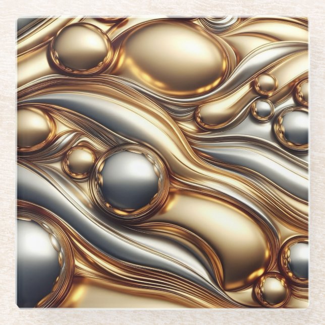 Posavasos De Vidrio liquid metal look  (Anverso)