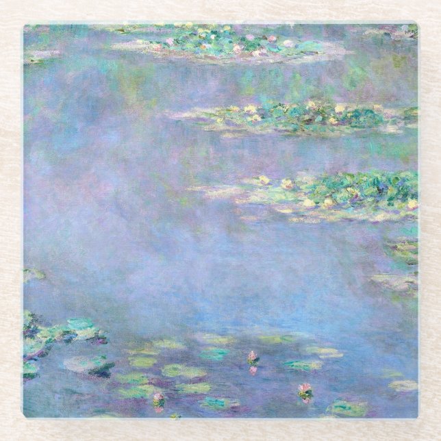 Posavasos De Vidrio Lirios de agua de Les Nympheas (Anverso)