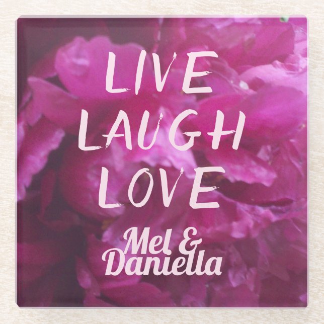 Posavasos De Vidrio Live Lauder Love Purple Peony Floral (Anverso)