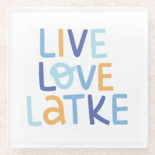 Posavasos De Vidrio Live Love Latke Hanukkah Design
