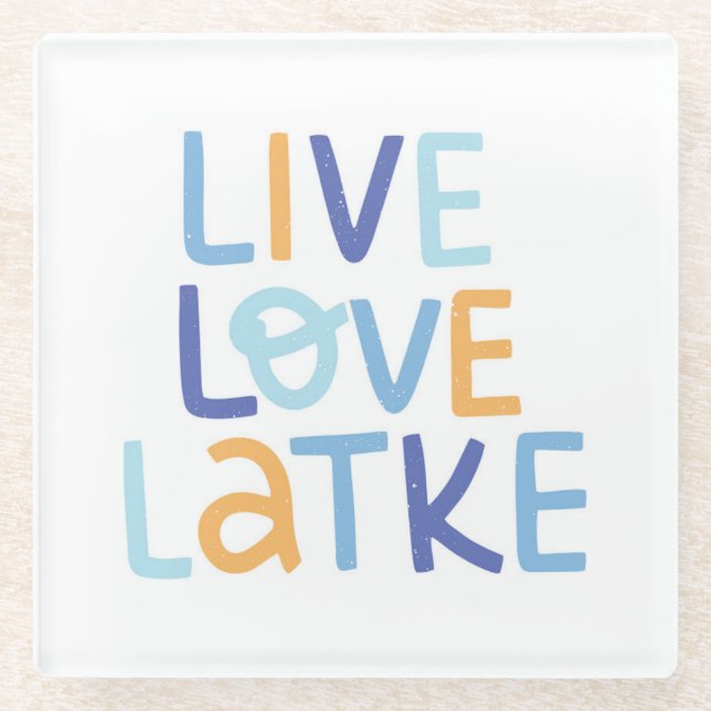 Posavasos De Vidrio Live Love Latke Hanukkah Design (Anverso)