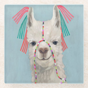 Posavasos De Vidrio Llama adornada - blanco