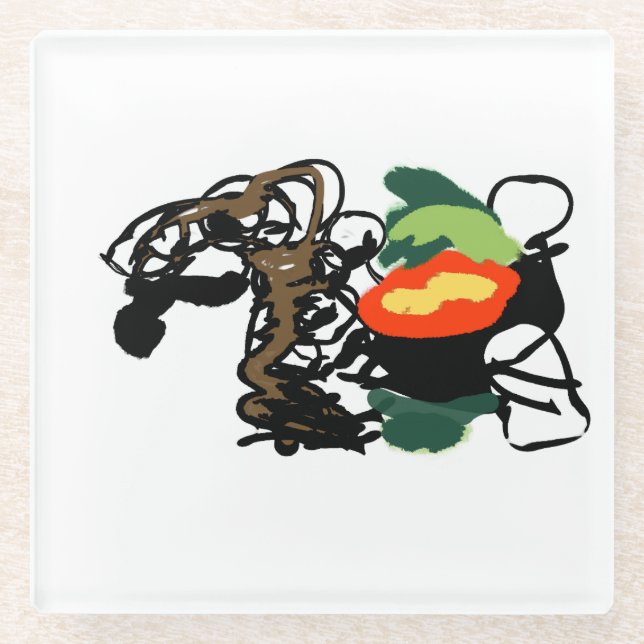 Posavasos De Vidrio Llama alegría (Anverso)