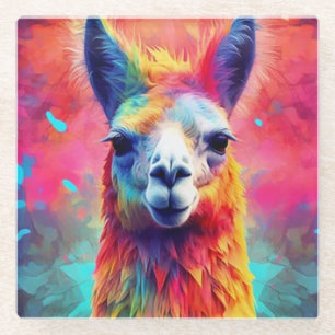Posavasos De Vidrio Llama arco iris