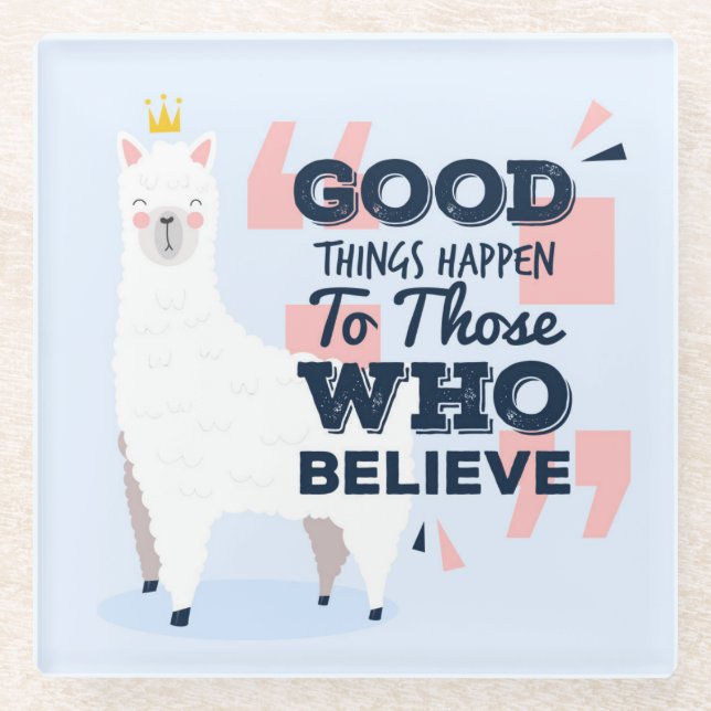 Posavasos De Vidrio Llama cute (Anverso)