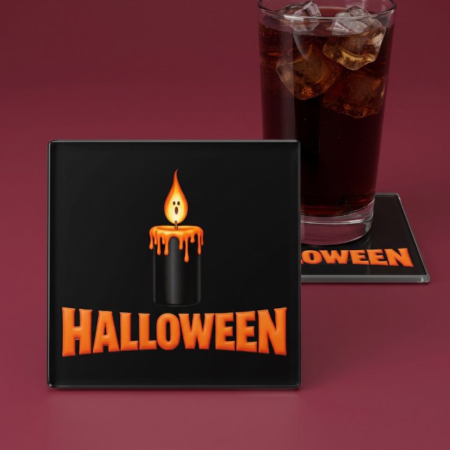 Posavasos De Vidrio Llama de vela de Halloween (Subido por el creador)