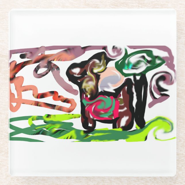 Posavasos De Vidrio Llama Lazy (Anverso)