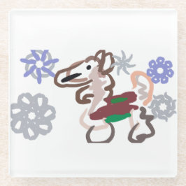 Posavasos De Vidrio Llama winter fun