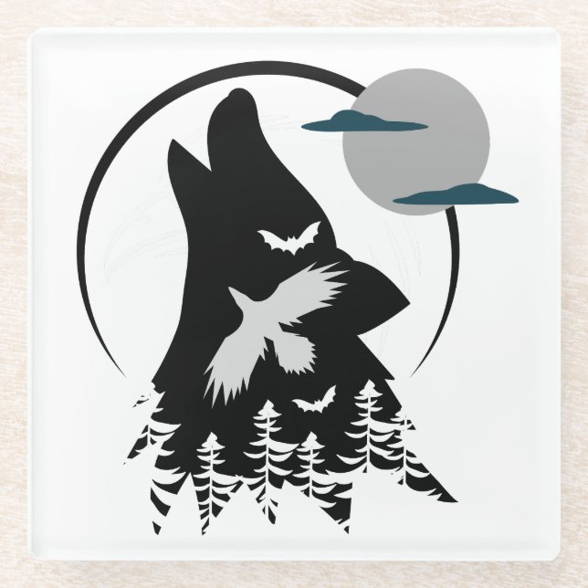 Posavasos De Vidrio Llamada de wild.w (Anverso)