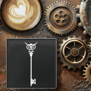 Posavasos De Vidrio Llave Esqueleto Búho Tribal Negro Blanco Gótico
