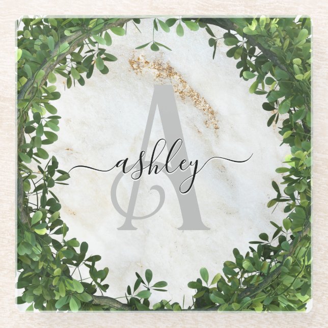 Posavasos De Vidrio Llavero Personalizado Único con Tema Botánico (Anverso)