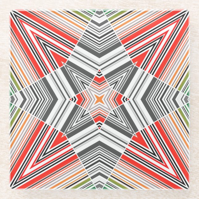 Posavasos De Vidrio Llenado Ornamental: Fondo sin costura a rayas (Anverso)