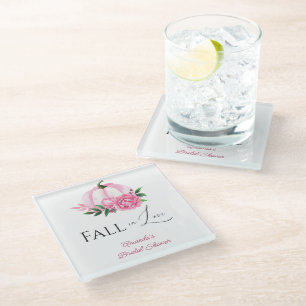 Posavasos De Vidrio Lluvia de Amor Rosa Claro Calabaza Ducha Nupcial R