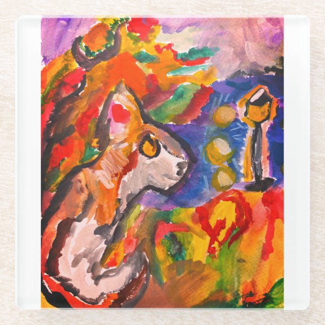 Posavasos De Vidrio Lobo de noche (Anverso)