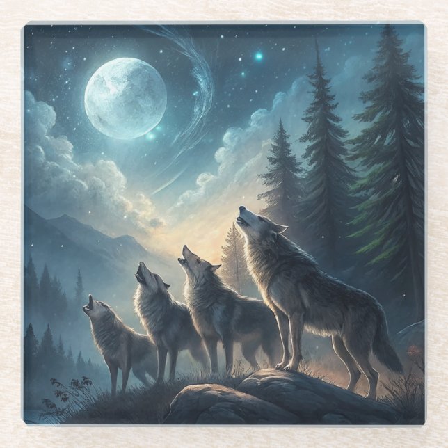 Posavasos De Vidrio Lobos (Anverso)