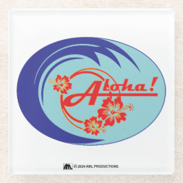 POSAVASOS DE VIDRIO LOGO ALOHA 2