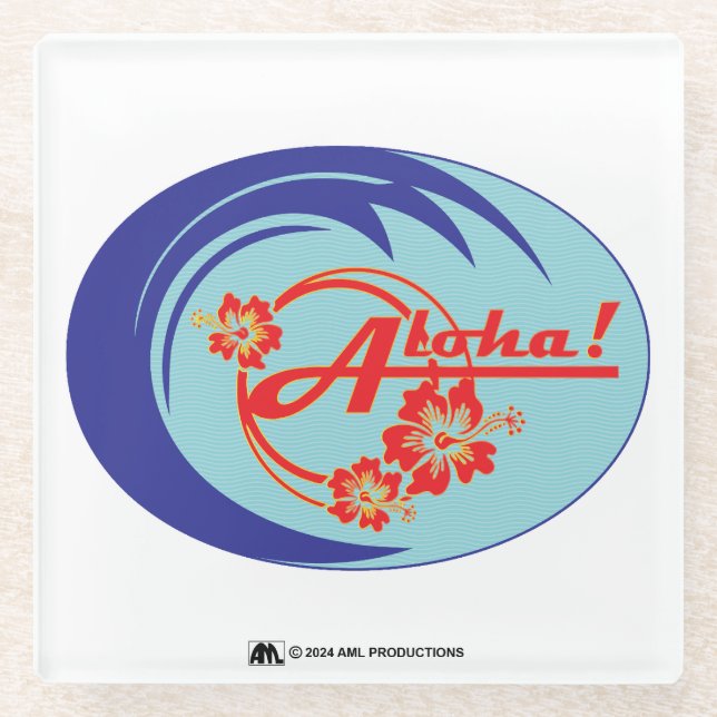 POSAVASOS DE VIDRIO LOGO ALOHA 2 (Anverso)