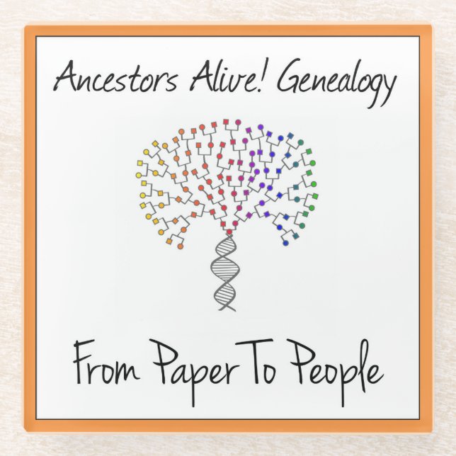 Posavasos De Vidrio Logo De De Papel A Persona, naranja (Anverso)