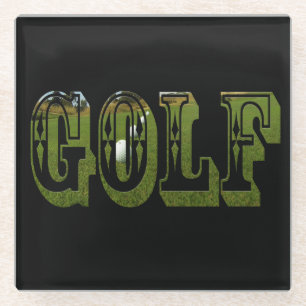 Posavasos De Vidrio Logo De Golf Picture Con Bolas,