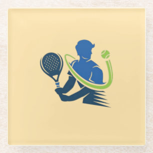Posavasos De Vidrio Logo del Club de Tenis - Acción dinámica, estilo d