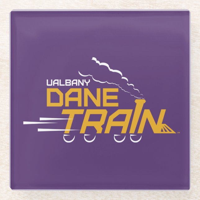 Posavasos De Vidrio Logo del Tren de Dane de la UAlbany (Anverso)
