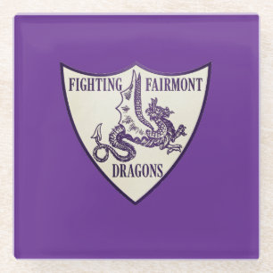 Posavasos De Vidrio Logotipo de los Dragones Fighting Fairmont de Kett