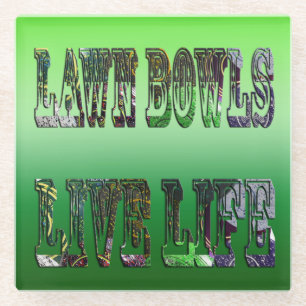 Posavasos De Vidrio Logotipo de vida de Lawn Bowl,