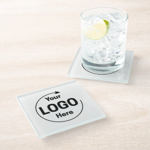Posavasos De Vidrio Logotipo Empresarial Corporativo Personalizado