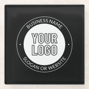 Posavasos De Vidrio Logotipo empresarial o plantilla de texto editable