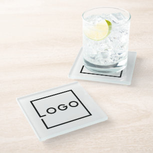 Posavasos De Vidrio Logotipo Empresarial Personalizado