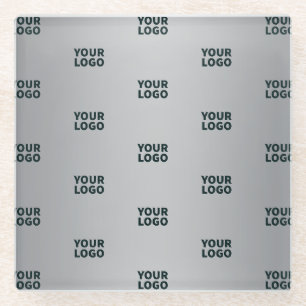 Posavasos De Vidrio Logotipos repetidos en gradiente gris (color edita