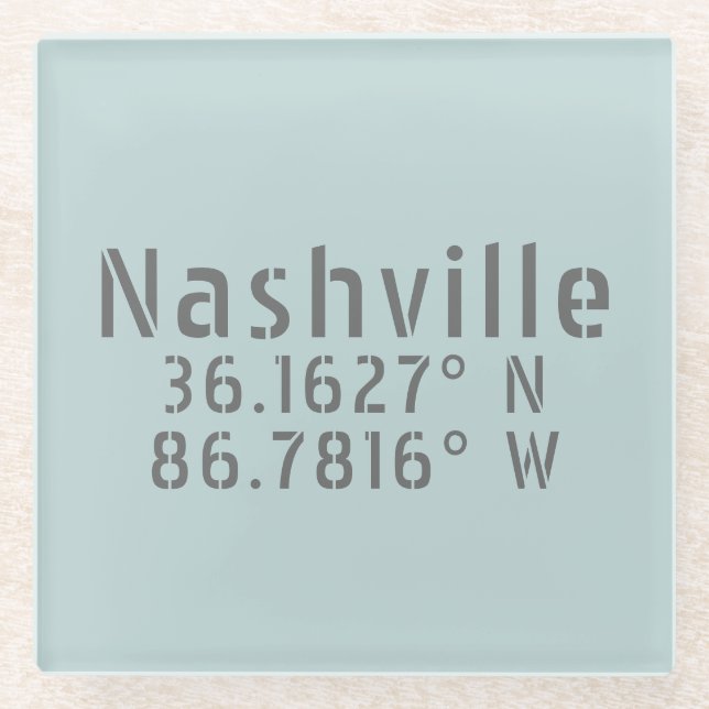 Posavasos De Vidrio Longitud de Nashville TN Latitude (Anverso)