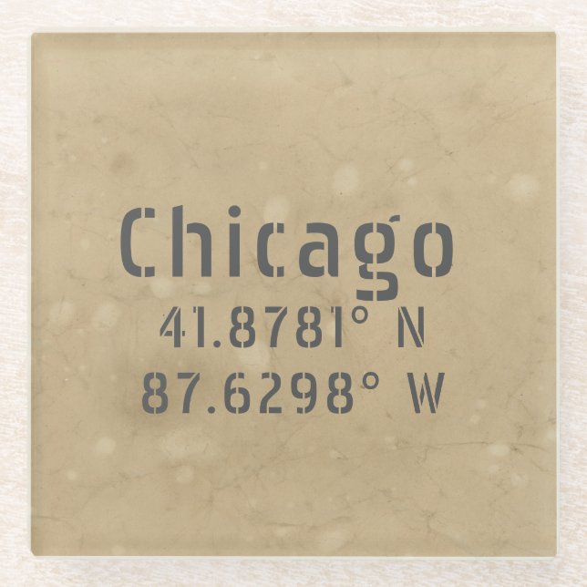 Posavasos De Vidrio Longitud II de la latitud de Chicago (Anverso)