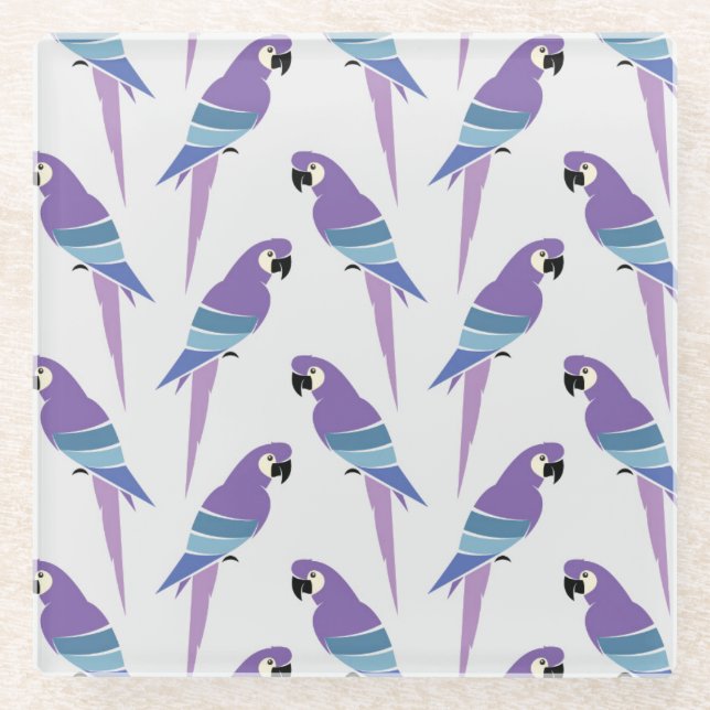 Posavasos De Vidrio Loros púrpuras (Anverso)