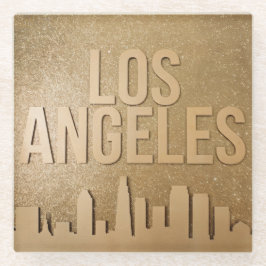 Posavasos De Vidrio Los Angeles Skyline Gold Coasters