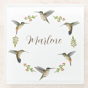 Posavasos De Vidrio Los colibríes del personalizado Allen