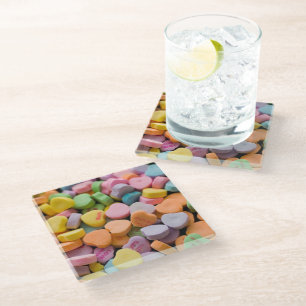 POSAVASOS DE VIDRIO LOS CORAZONES CANDIOSOS DE VALENTINE