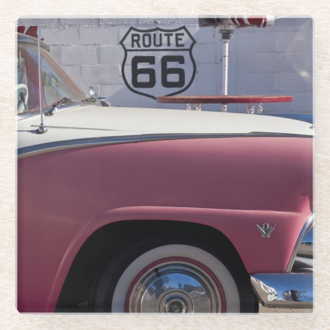 Posavasos De Vidrio Los E.E.U.U., Arizona, Williams. Rt. 66 ciudad, (Anverso)