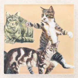Posavasos De Vidrio Los gatos van a jugar