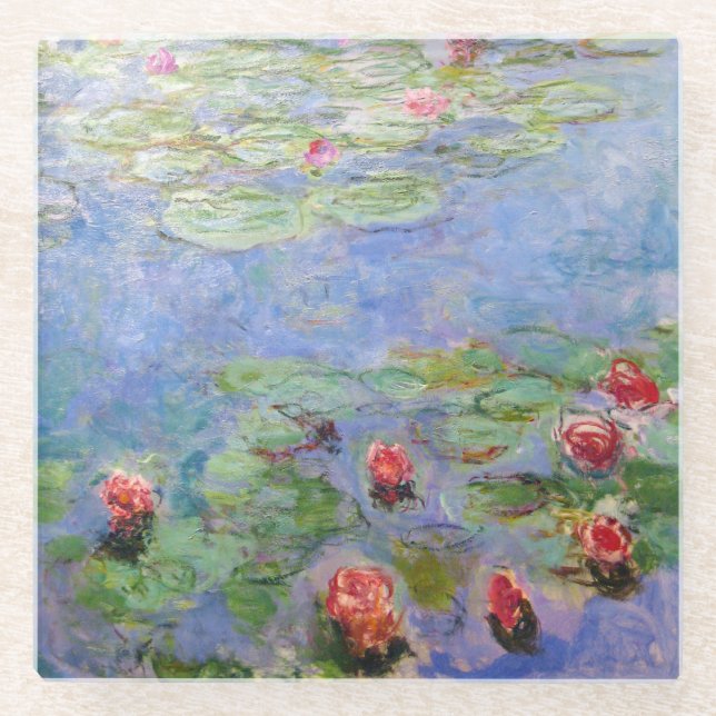 Posavasos De Vidrio Los lirios de agua de Claude Monet (Anverso)