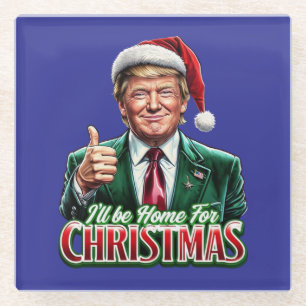 Posavasos De Vidrio Los Navidades de Donald Trump en Santa Hat