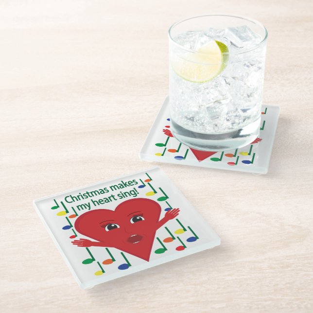 Posavasos De Vidrio "Los Navidades me hacen cantar el corazón" (Angular)