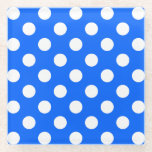 Posavasos De Vidrio Los puntos de polka blanco sobre el azul real<br><div class="desc">Los puntos de polka blanco sobre el azul real</div>