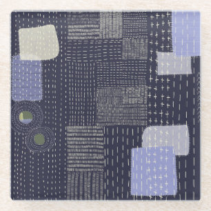 Posavasos De Vidrio Los puntos de sashiko japoneses se parecen a un pa